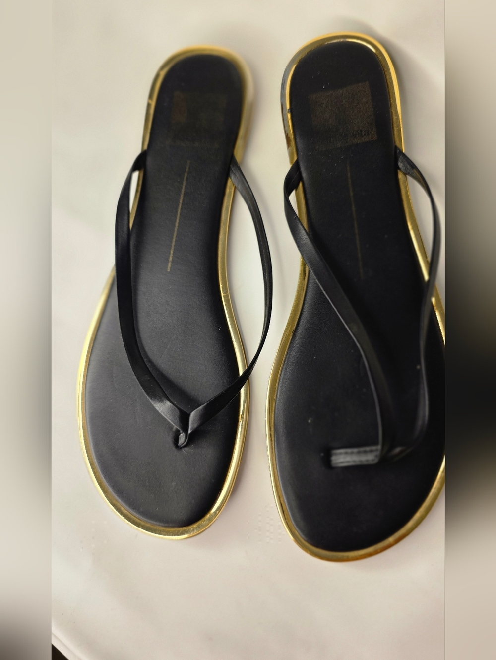 Dolce Vita Black & Gold Women's Flip Flop Sandals